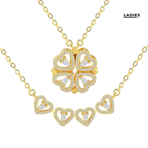 Four Leaf Clover Necklace Dainty Magnetic Heart Necklace 35