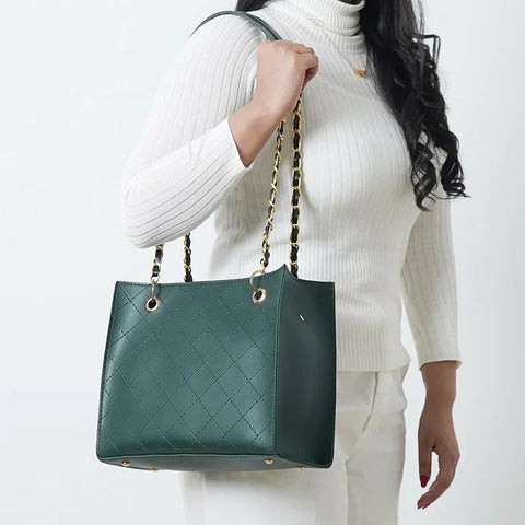 Green Fuax Leather Bag