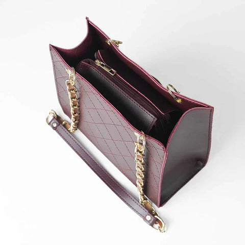 Maroon Fuax Leather Bag